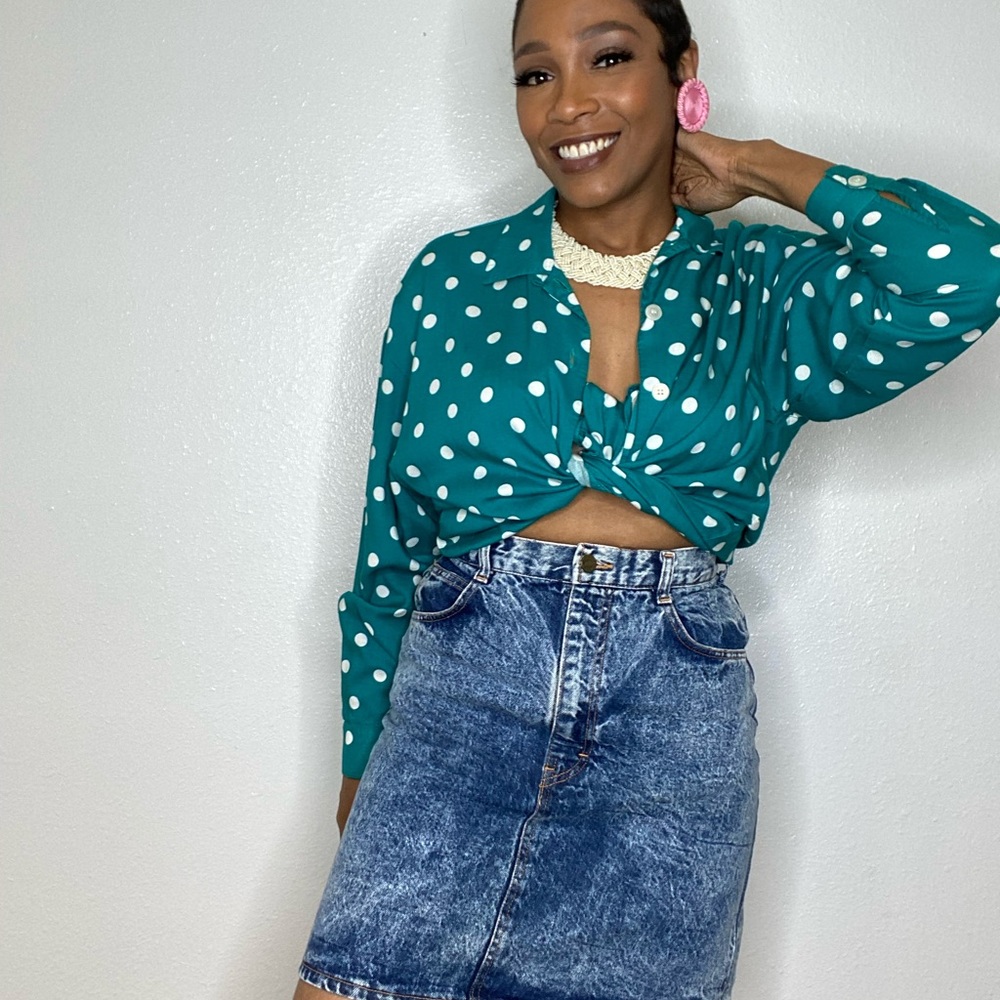 Acid Wash High Waist Skirt